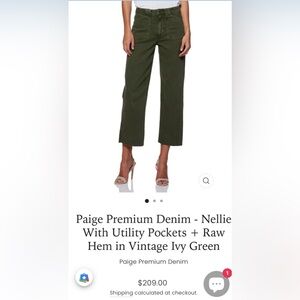 PAIGE NELLIE VINTAGE GREEN UTILITY PANTS